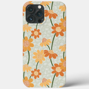 Pretty retro muted 1970s flowers iPhone 13 pro max case