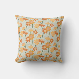 Pretty retro muted 1970s flowers cushion
