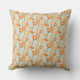 Pretty retro muted 1970s Flowers Cushion