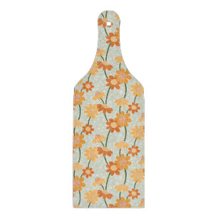 Pretty retro muted 1970s flowers cutting board