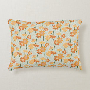 Pretty retro muted 1970s Flowers Decorative Cushion