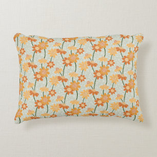 Pretty retro muted 1970s Flowers Decorative Cushion