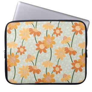 Pretty retro muted 1970s flowers laptop sleeve