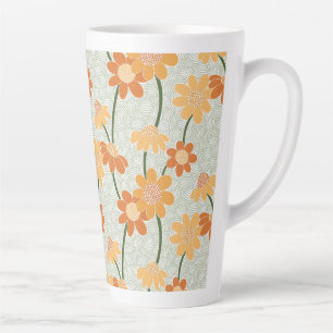 Pretty retro muted 1970s flowers latte mug