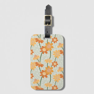 Pretty retro muted 1970s flowers luggage tag