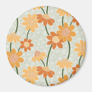 Pretty retro muted 1970s Flowers Magnet