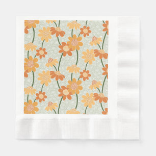 Pretty retro muted 1970s flowers napkin