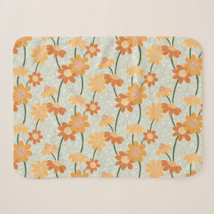 Pretty retro muted 1970s flowers sherpa blanket