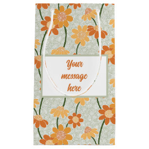 Pretty retro muted 1970s flowers small gift bag