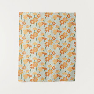 Pretty retro muted 1970s Flowers Tapestry