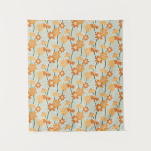 Pretty retro muted 1970s Flowers Tapestry