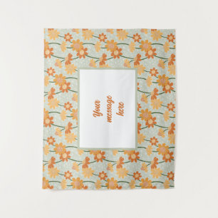 Pretty retro muted 1970s flowers tapestry
