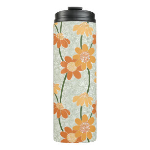 Pretty retro muted 1970s flowers thermal tumbler