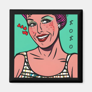 Pretty Retro Pop Art XOXO Magnet