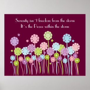 Pretty Retro Serenity Flowers & Butterflies Poster