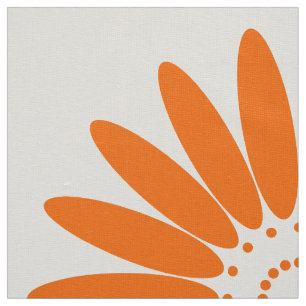 Pretty Retro Style Bright Orange Flower Pattern Fabric