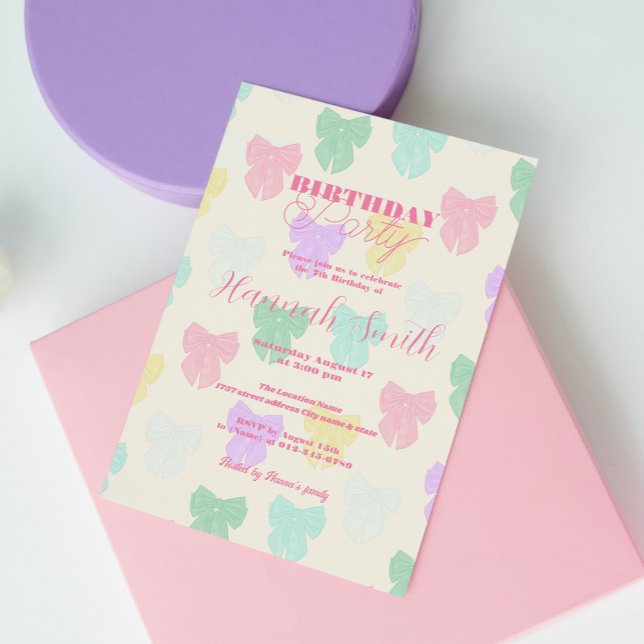 Pretty Ribbon Bow Illustration Invitation (Creator Uploaded)