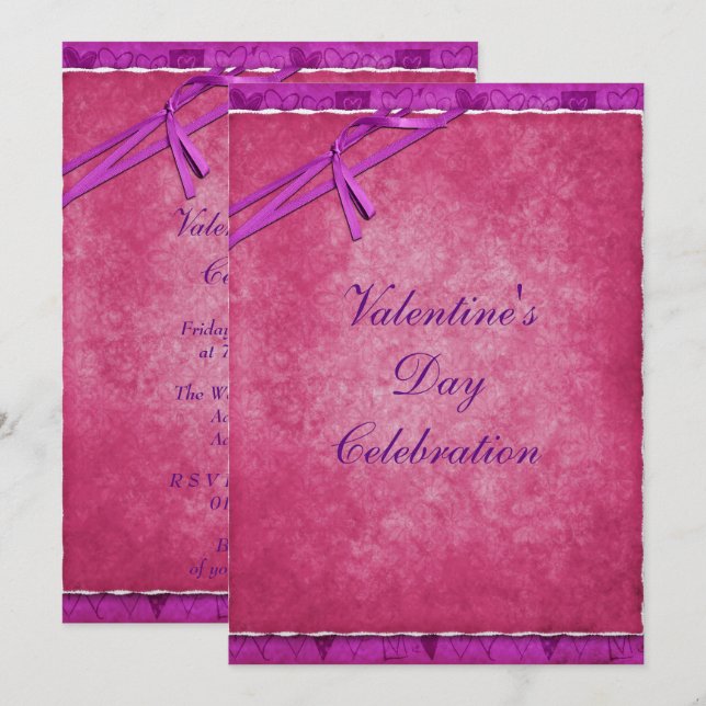 Pretty Ribbon Valentine`s  Party Invitation (Front/Back)