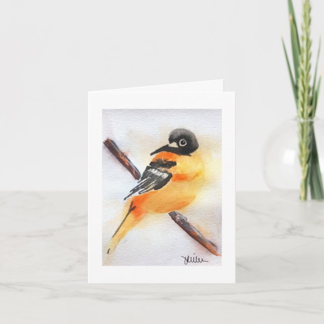 Pretty Robin Watercolor Christmas Card (Front)