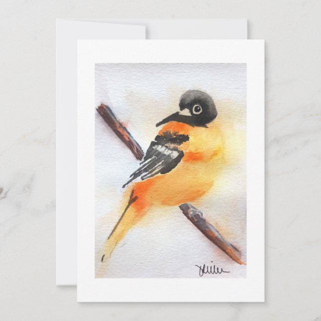 Pretty Robin Watercolor Christmas Invitation (Front)