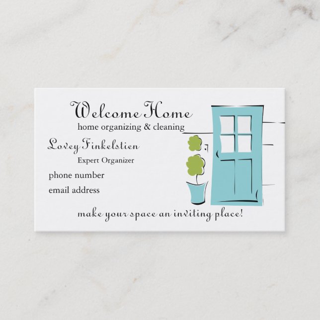 Pretty Robin's Egg Blue Door Appointment Card (Front)