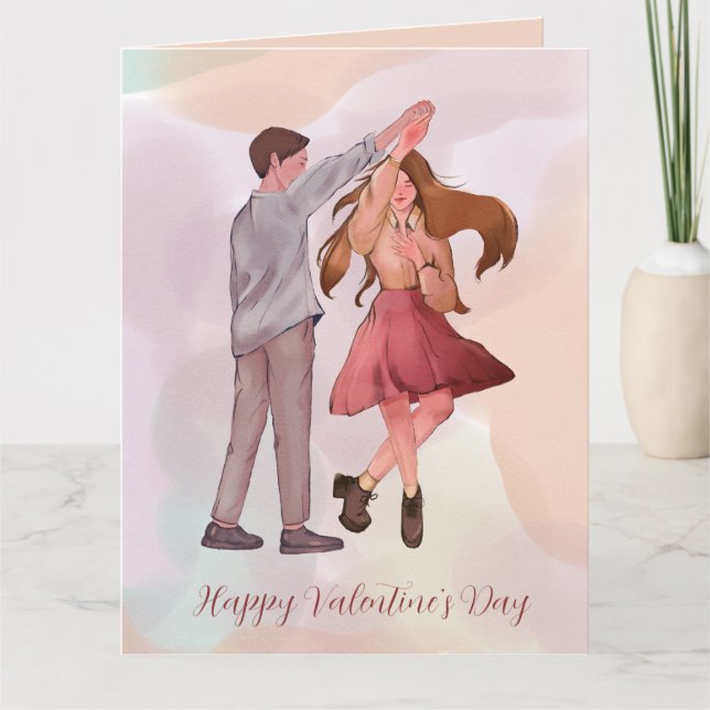 Pretty Romance Dancing Couple Valentine’s Day Card (Front)