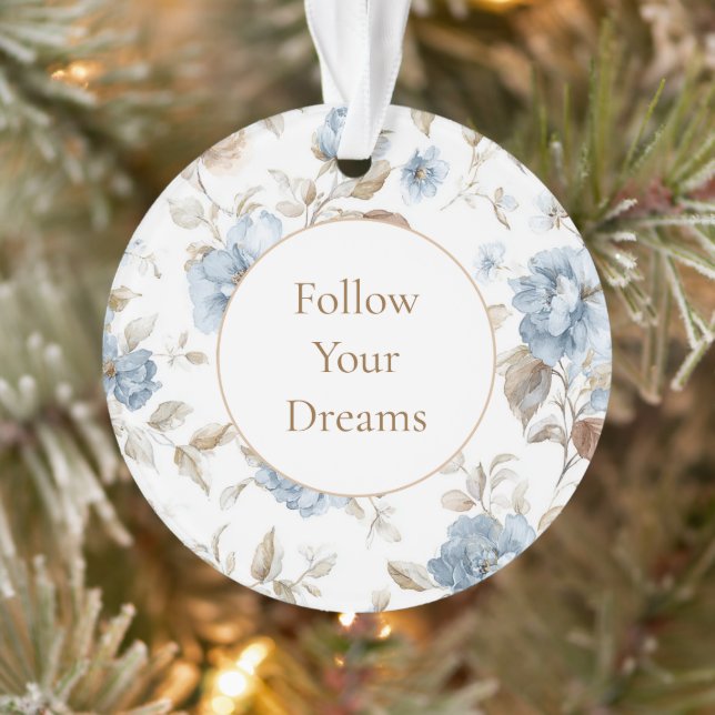 Pretty Romantic Blue Flowers   Ornament (Tree)