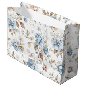 Pretty Romantic Blue Flowers Wedding Large Gift Bag