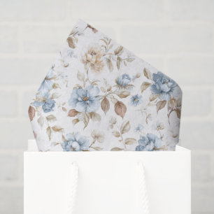 Pretty Romantic Blue Flowers Wedding Tissue Paper