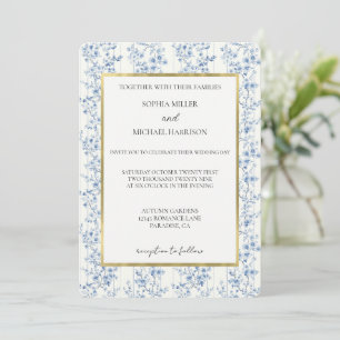 Pretty Romantic Blue White Flowers Wedding Invitation