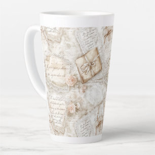 Pretty Romantic Blush Roses Love Letters   Latte Mug