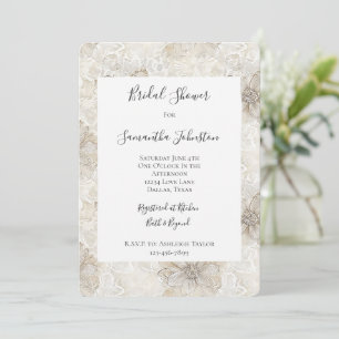 Pretty Romantic Cream Ivory Flowers Bridal Shower Invitation