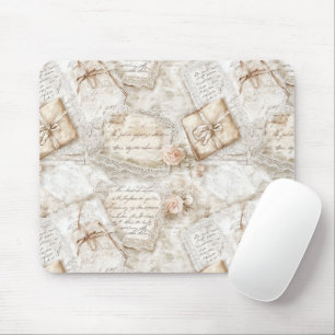 Pretty Romantic Cream Ivory Love Letters Mouse Pad