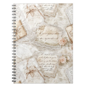 Pretty Romantic Ivory Blush Roses Love Letters Notebook
