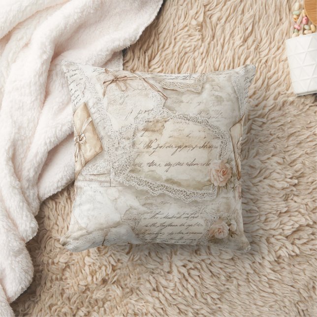 Pretty Romantic Love Letters Blush Roses Cushion (Blanket)