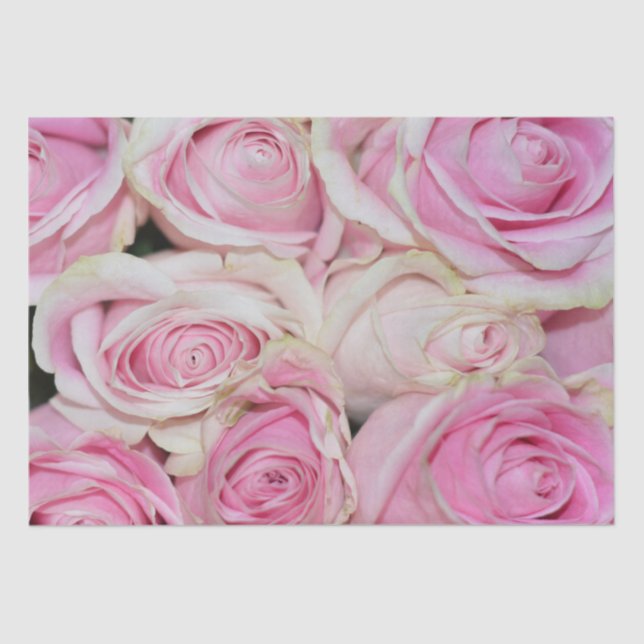 Pretty romantic pink cream roses tissue paper (Front)