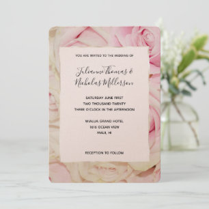 Pretty Romantic Pink Cream Roses Wedding Invites