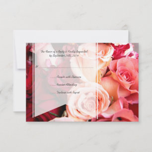 Pretty Romantic Pink Roses Wedding RSVP Card