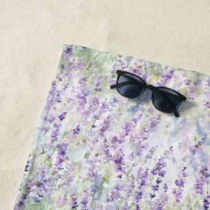 Pretty Romantic Purple Flowers   Beach Towel