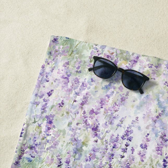Pretty Romantic Purple Flowers   Beach Towel (In Situ)