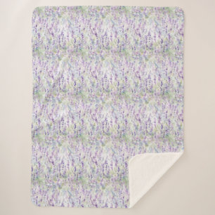 Pretty Romantic Purple Flowers Sherpa Blanket