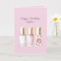 Pretty Rose Blush Pink Floral Nail Polish Birthday