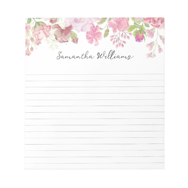 Pretty rose border custom notepad (Front)