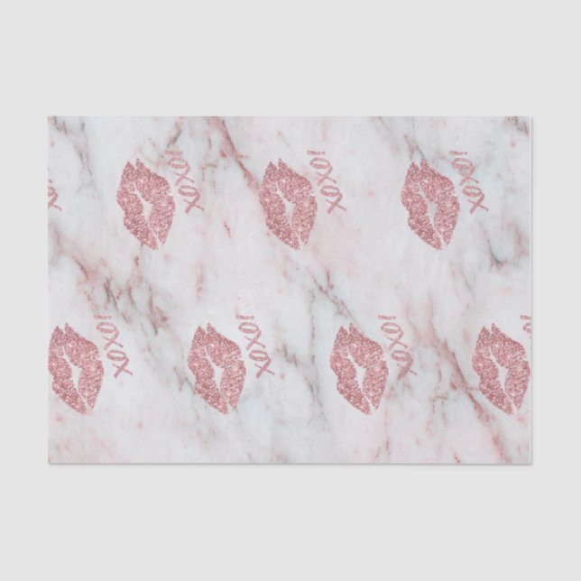 Pretty Rose Faux Glitter XOXO Heart Tissue Paper (Front)