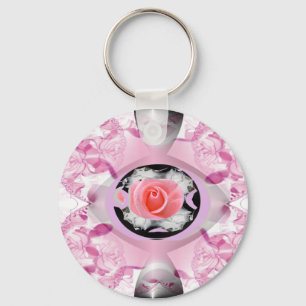 Pretty Rose Fractal Keychain