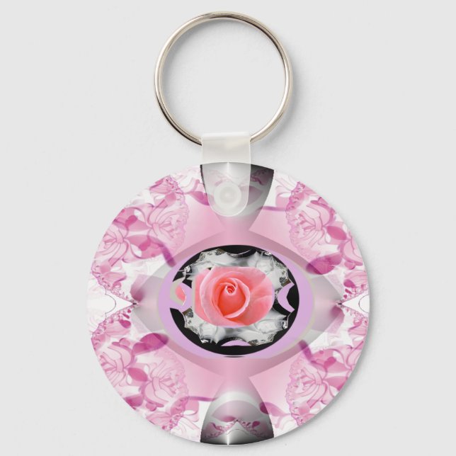 Pretty Rose Fractal Keychain (Front)