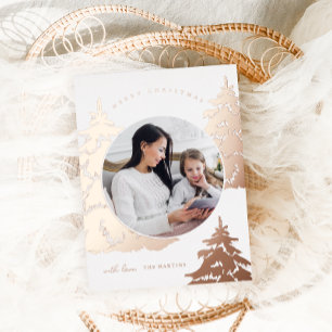 Pretty Rose Gold Christmas Tree Two Photo Holiday