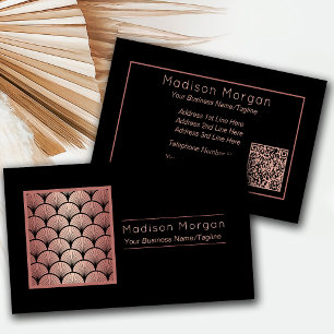 Pretty Rose Gold Clamshell QR Code Template Business Card