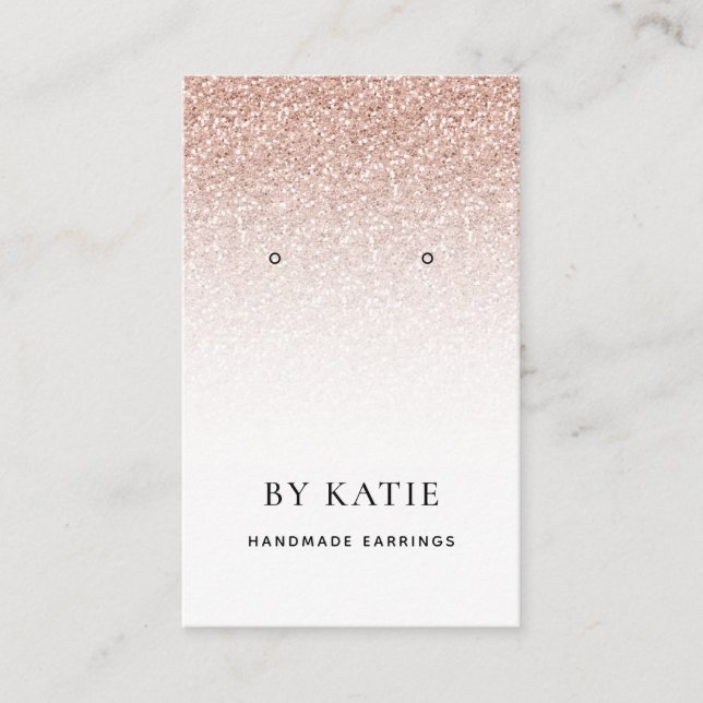 Pretty Rose Gold Faux Glitter Earring Display Card (Front)
