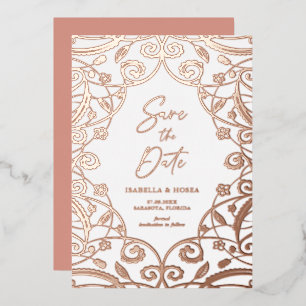 Pretty Rose Gold Floral Lace Wedding